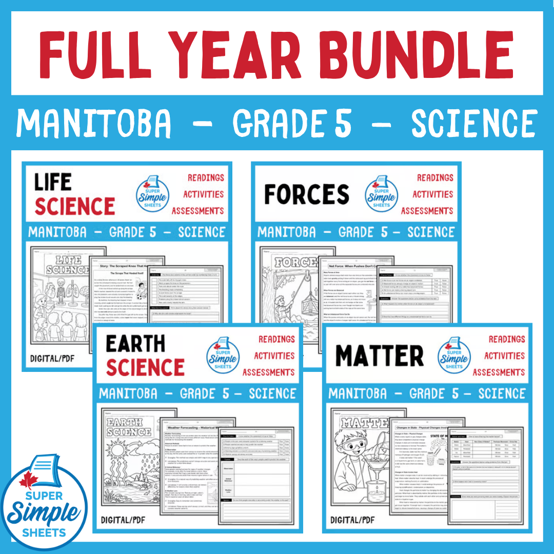 Grade 5 - NEW 2026 Manitoba Science Curriculum - FULL YEAR BUNDLE