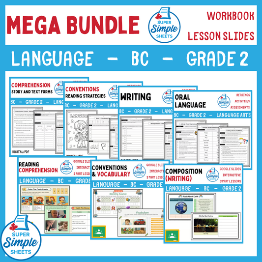 Grade 2 - BC Language - Lessons/Workbook Mega Bundle