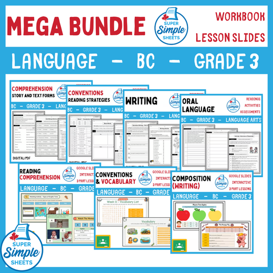 Grade 3 - BC Language - Lessons/Workbook Mega Bundle