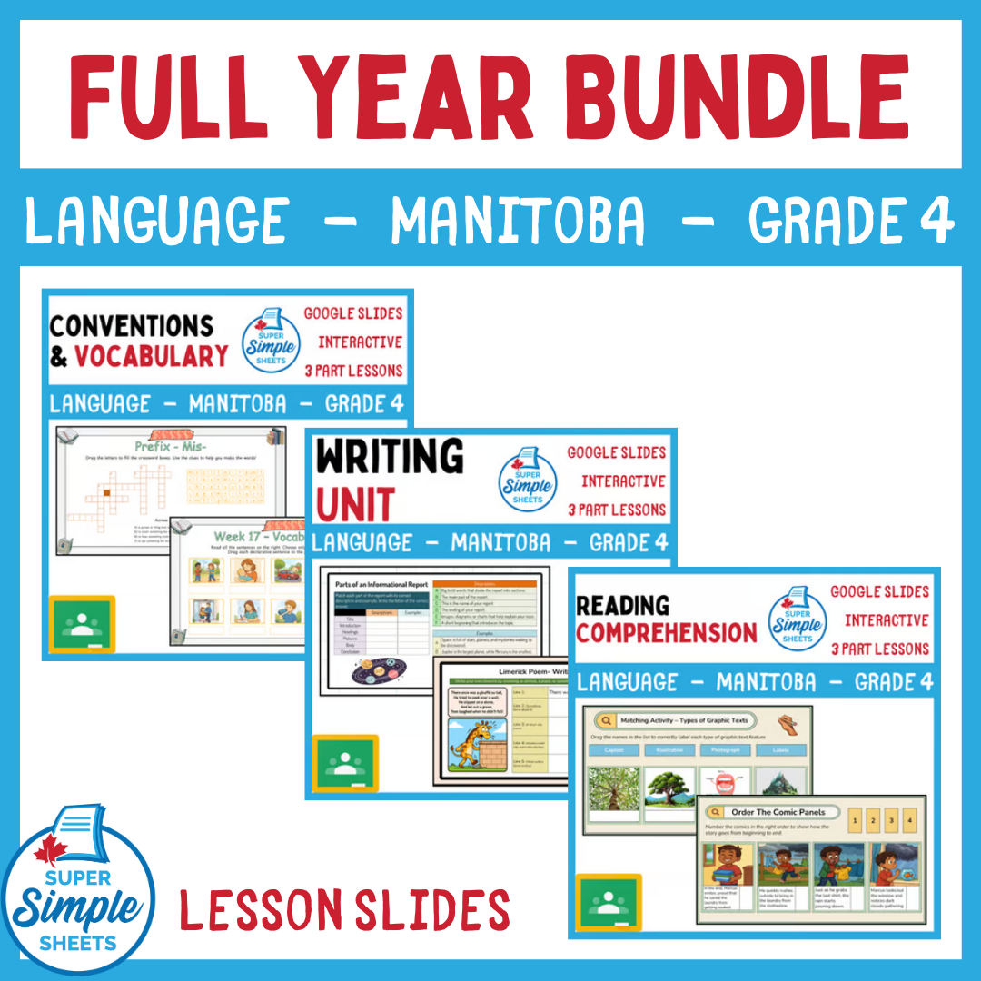 Grade 4 - Manitoba Language - Google Lesson Slides - Full Year Bundle