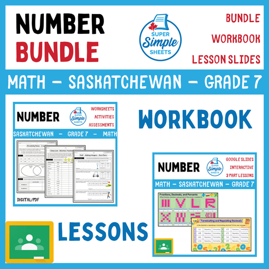 Grade 7 - Number Unit - Saskatchewan Math - Lesson/Workbook Bundle
