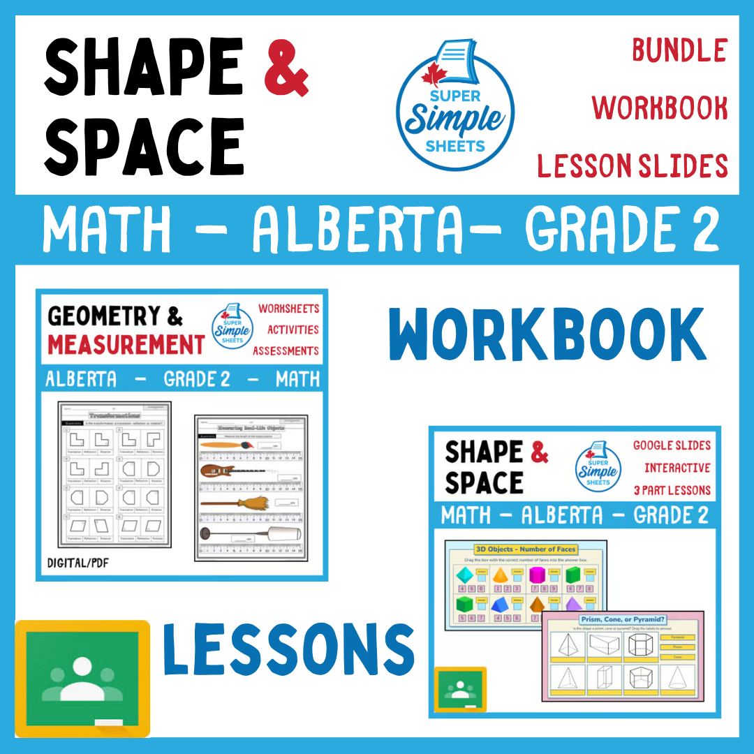 Grade 2 - Shape and Space Unit - Alberta Math - Lesson/Workbook Bundle