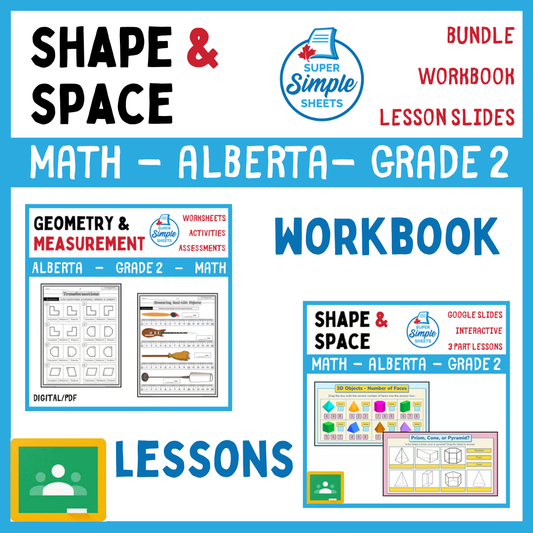 Grade 2 - Shape and Space Unit - Alberta Math - Lesson/Workbook Bundle