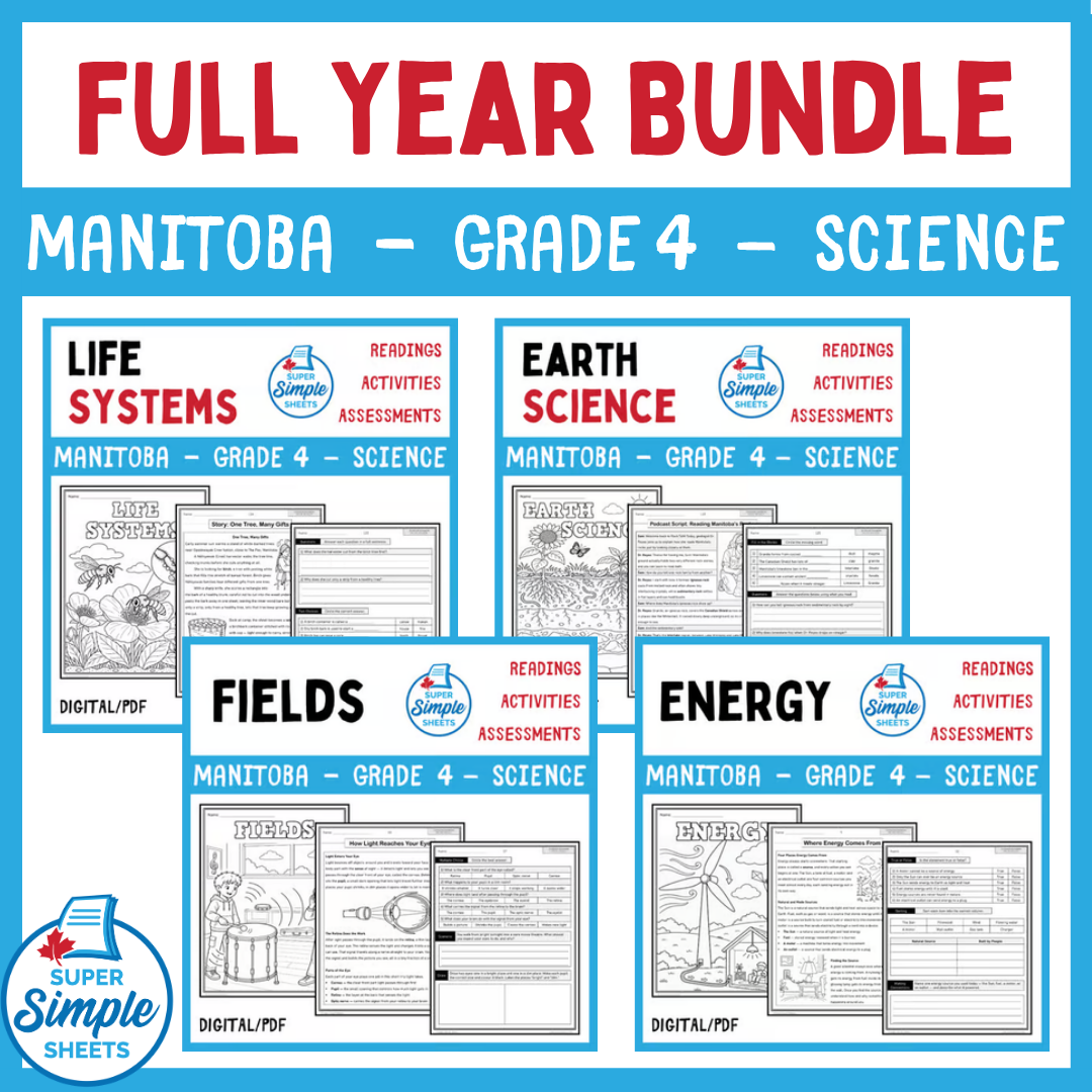 Grade 4 - NEW 2026 Manitoba Science Curriculum - FULL YEAR BUNDLE