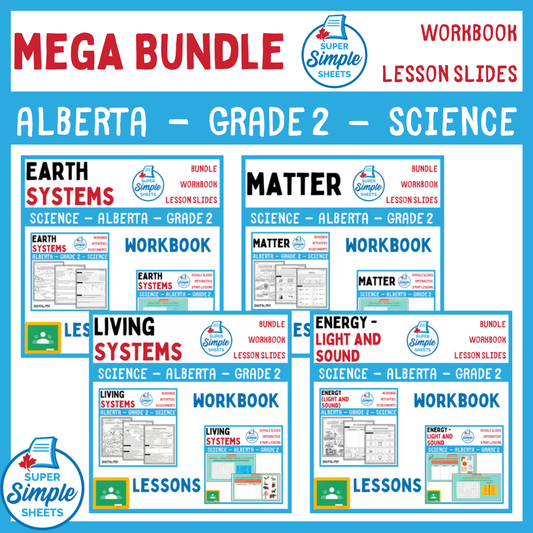 Grade 2 - Alberta Science - Lessons/Workbook Mega Bundle