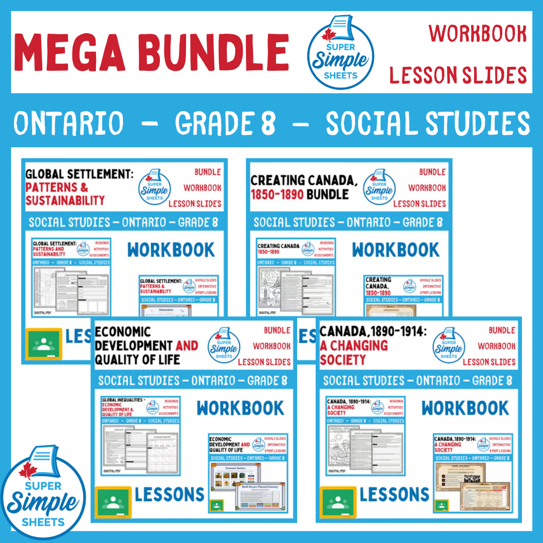 Grade 8 - Ontario Social Studies - Lessons/Workbook Mega Bundle