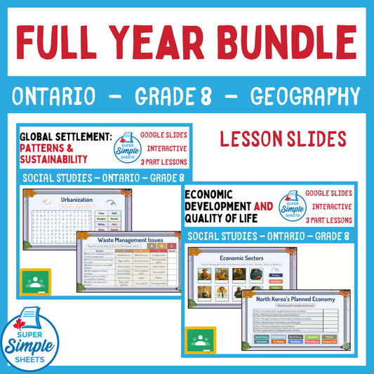 Grade 8 - Ontario Geography - Google Lesson Slides - Full Year Bundle