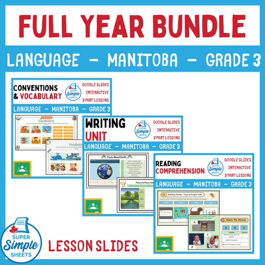 Grade 3 - Manitoba Language - Google Lesson Slides - Full Year Bundle