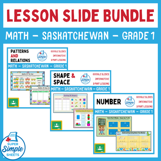 Grade 1 - Saskatchewan Math - Google Lesson Slide Bundle