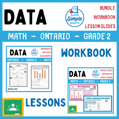 Grade 2 - Data Literacy and Probability - Ontario Math - Lesson/Workbook Bundle