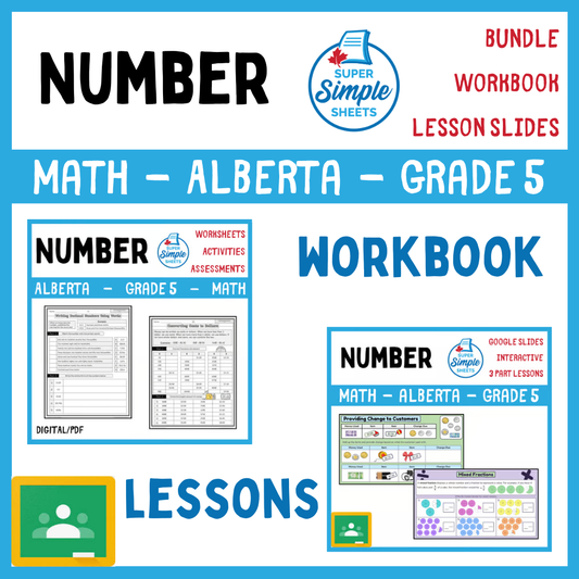 Grade 5 - Number Unit - Alberta Math - Lesson/Workbook Bundle