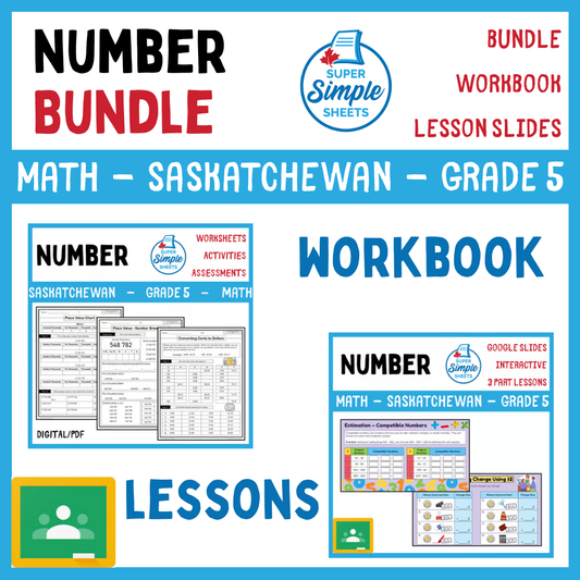 Grade 5 - Number Unit - Saskatchewan Math - Lesson/Workbook Bundle