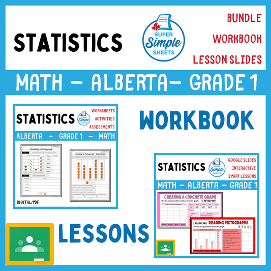Grade 1 - Statistics Unit - Alberta Math - Lesson/Workbook Bundle