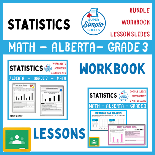 Grade 3 - Statistics Unit - Alberta Math - Lesson/Workbook Bundle