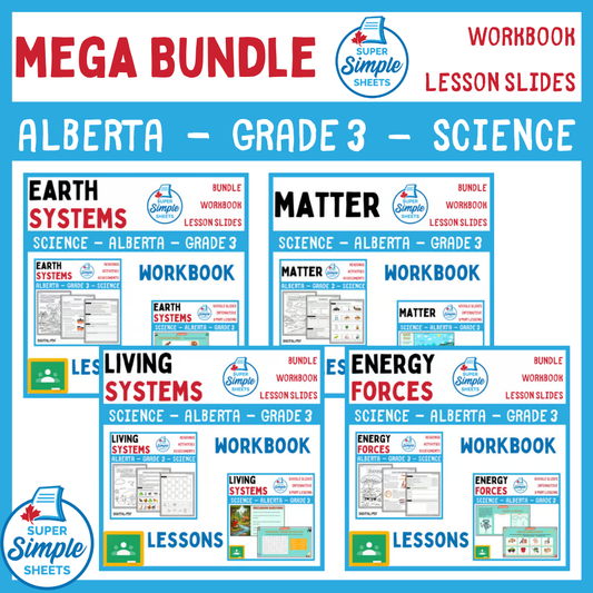 Grade 3 - Alberta Science - Lessons/Workbook Mega Bundle