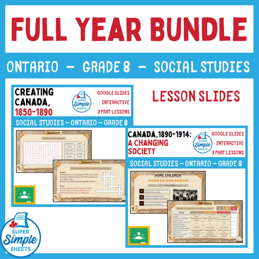Grade 8 - Ontario History - Google Lesson Slides - Full Year Bundle