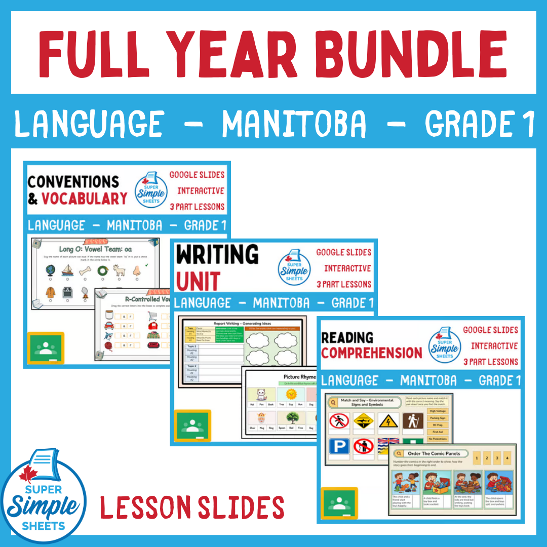 Grade 1 - Manitoba Language - Google Lesson Slides - Full Year Bundle
