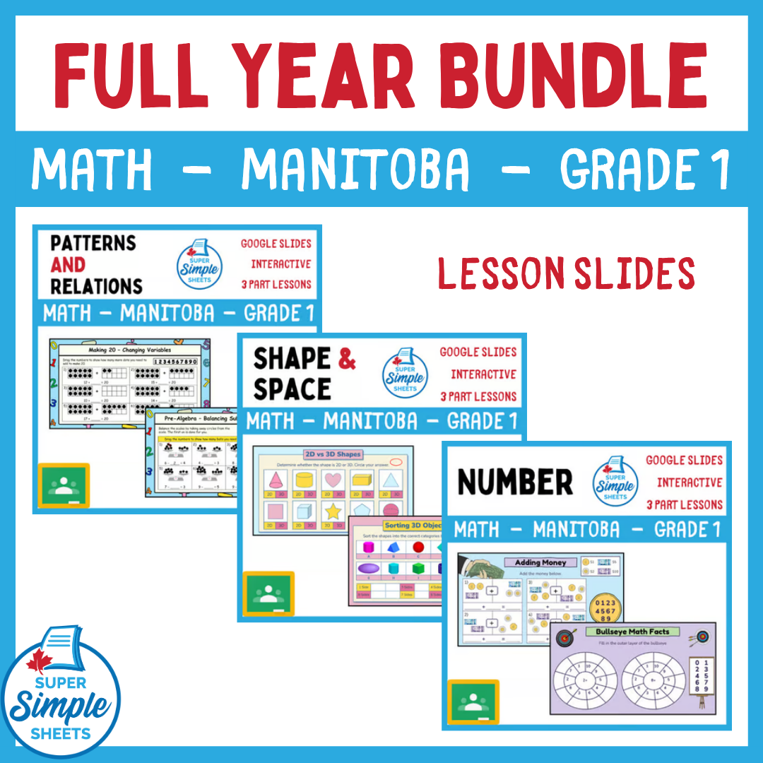 Grade 1 - Manitoba Math - Google Lesson Slides - Full Year Bundle