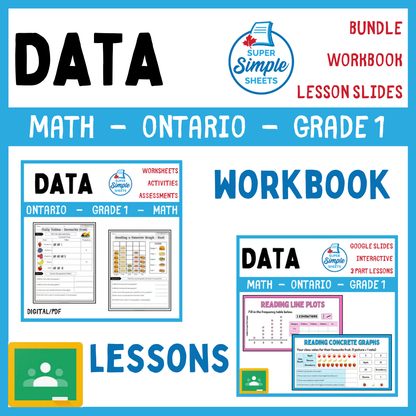 Grade 1 - Data Literacy and Probability - Ontario Math - Lesson/Workbook Bundle