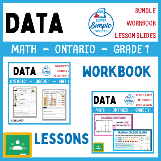 Grade 1 - Data Literacy and Probability - Ontario Math - Lesson/Workbook Bundle