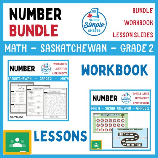 Grade 2 - Number Unit - Saskatchewan Math - Lesson/Workbook Bundle