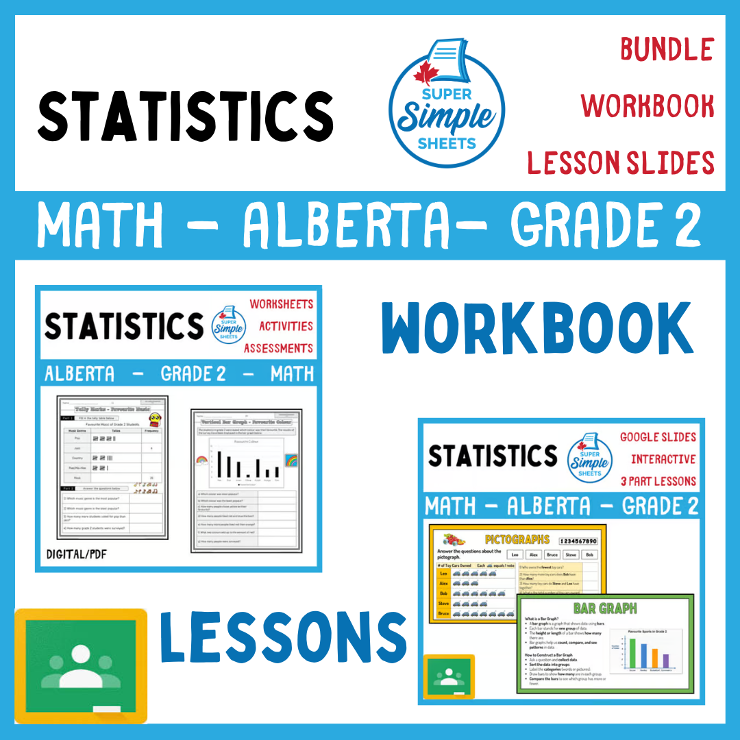 Grade 2 - Statistics Unit - Alberta Math - Lesson/Workbook Bundle