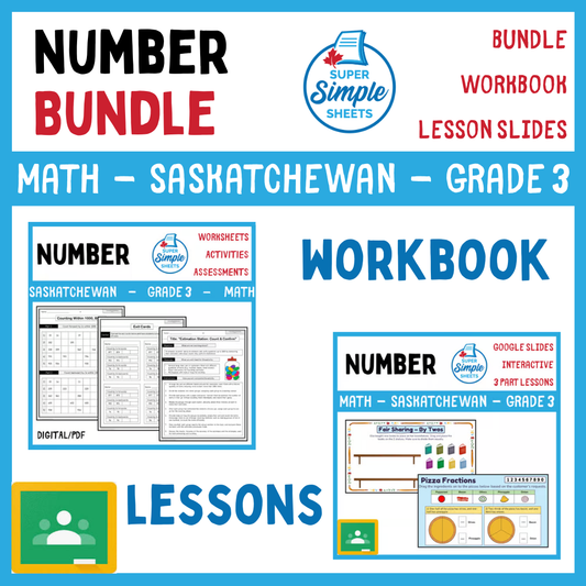 Grade 3 - Number Unit - Saskatchewan Math - Lesson/Workbook Bundle