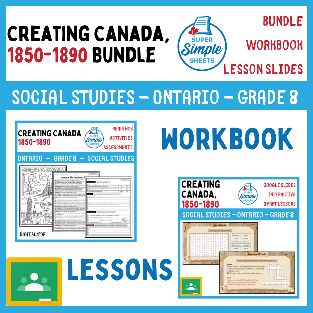 Grade 8 - Creating Canada, 1850-1890 - Ontario History Bundle