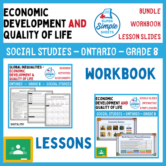 Grade 8 - Economic Development and Quality of Life - Ontario Geography Bundle