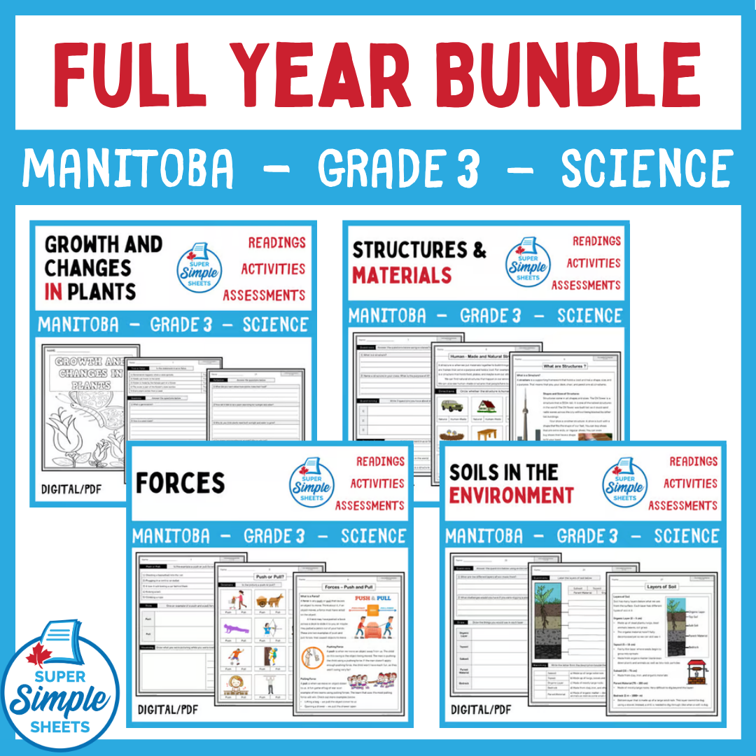 Grade 3 - Manitoba Science - Full Year Bundle - Clusters 1, 2, 3, 4 - UPDATED!