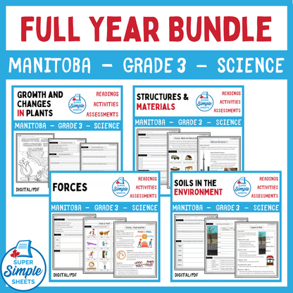 Grade 3 - Manitoba Science - Full Year Bundle - Clusters 1, 2, 3, 4 - UPDATED!