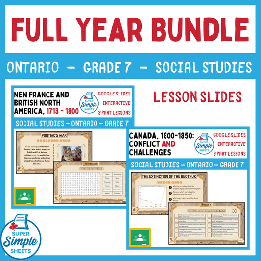 Grade 7 - Ontario Social Studies - Google Lesson Slides - Full Year Bundle
