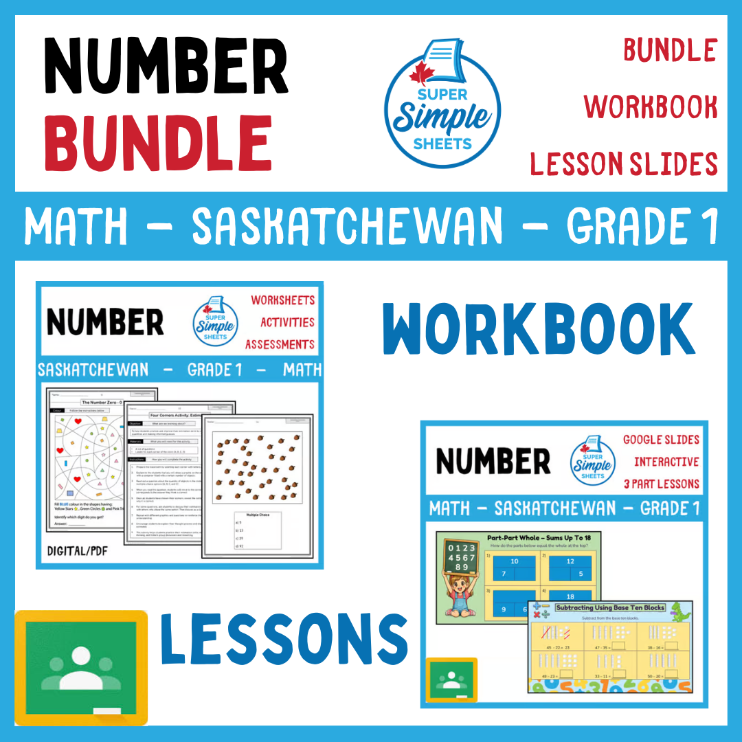 Grade 1 - Number Unit - Saskatchewan Math - Lesson/Workbook Bundle