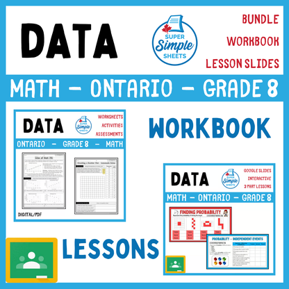 Grade 8 - Data Literacy and Probability - Ontario Math - Lesson/Workbook Bundle
