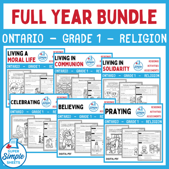 Ontario Catholic Religion - Grade 1 Full Year Bundle