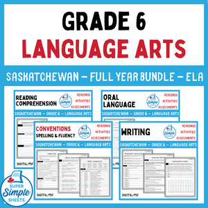 Saskatchewan Grade 6 Language Arts ELA - FULL YEAR BUNDLE