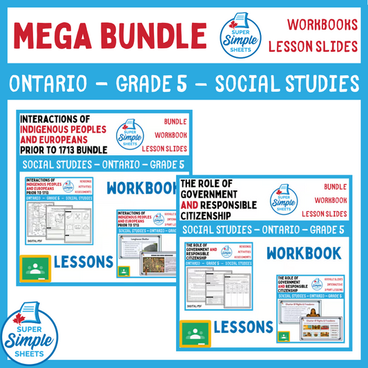 Grade 5 - Ontario Social Studies - Lessons/Workbook Mega Bundle