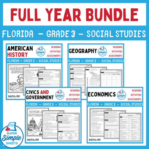 Florida - Grade 3 Social Studies - FULL YEAR BUNDLE