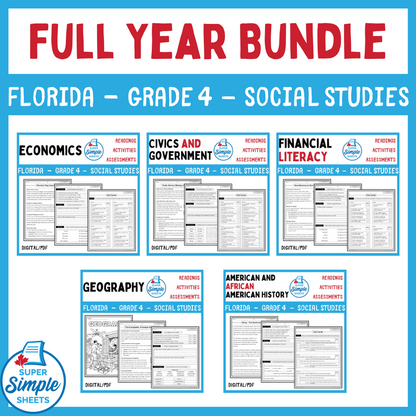 Florida - Grade 4 Social Studies - FULL YEAR BUNDLE
