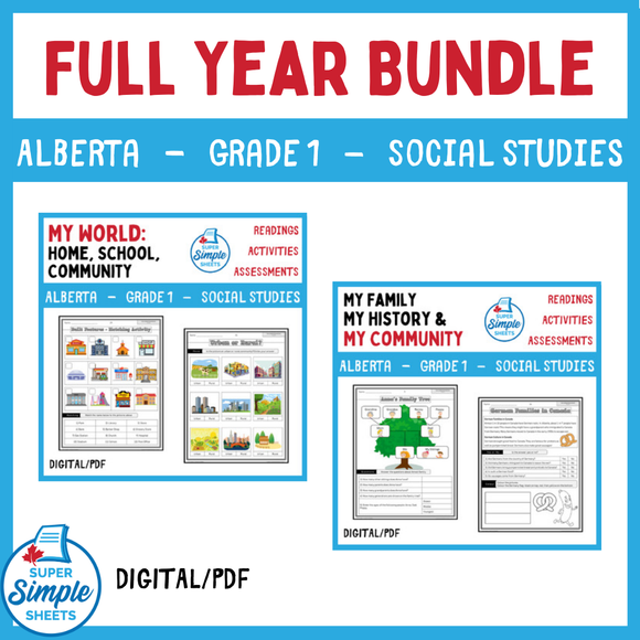 Alberta Grade 1 Social Studies - Full Year Bundle