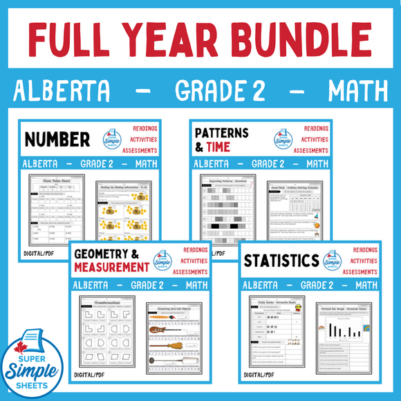 Grade 2 - Alberta Math - Full Year Bundle NEW 2022 Curriculum