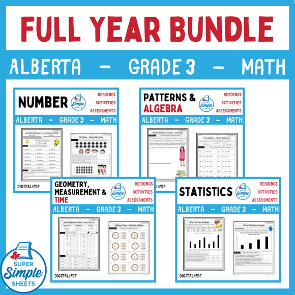 Grade 3 - Alberta Math - Full Year Bundle NEW 2022 Curriculum