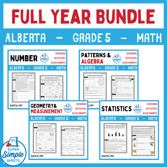 Grade 5 - Alberta Math - Full Year Bundle NEW 2022 Curriculum