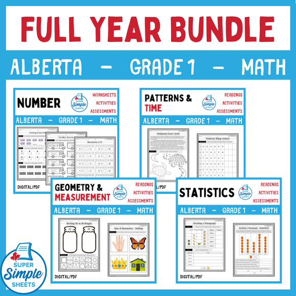 Grade 1 - Alberta Math - Full Year Bundle NEW 2022