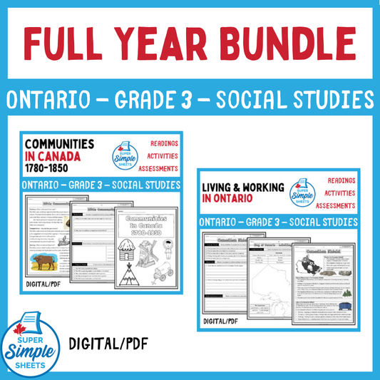 Ontario - Grade 3 - Social Studies - FULL YEAR BUNDLE *NEWLY UPDATED!*