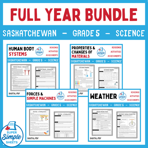 Saskatchewan Grade 5 Science - Full Year Bundle - GOOGLE/PDF INCLUDED