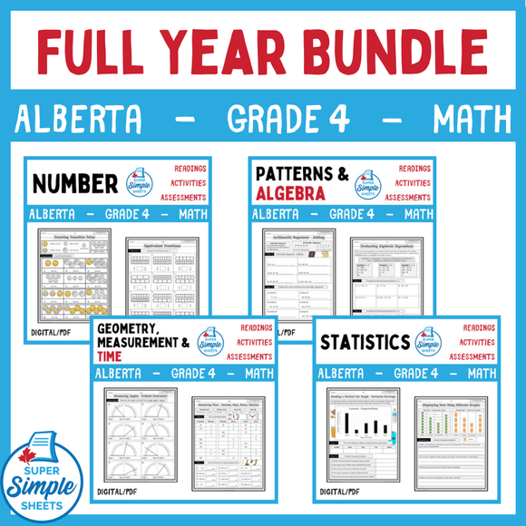 Grade 4 - Alberta Math - Full Year Bundle NEW 2022 Curriculum