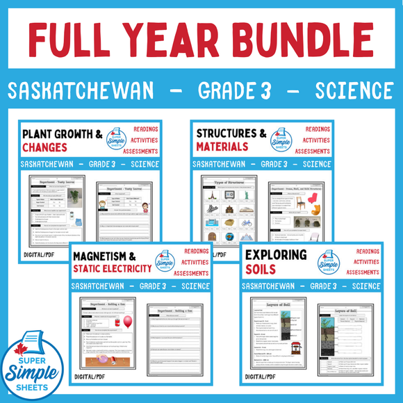 Saskatchewan Grade 3 Science - Full Year Bundle - GOOGLE/PDF INCLUDED