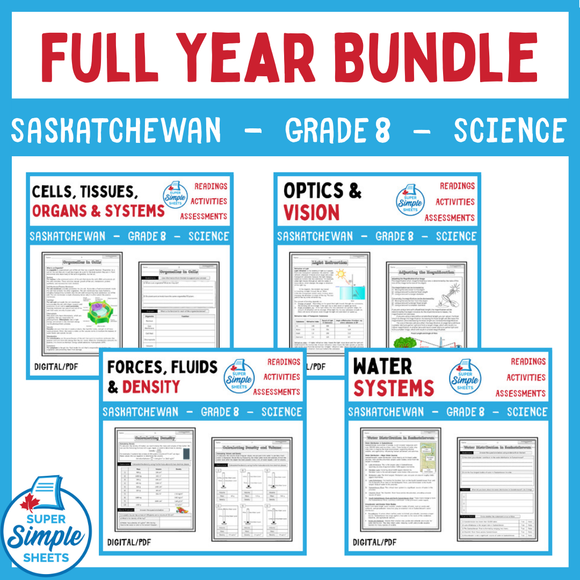 Saskatchewan Grade 8 Science - Full Year Bundle - GOOGLE/PDF INCLUDED