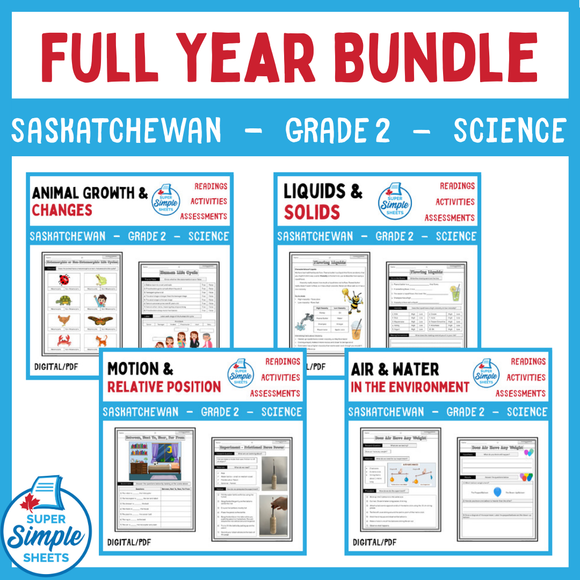 Saskatchewan Grade 2 Science - Full Year Bundle - GOOGLE/PDF INCLUDED